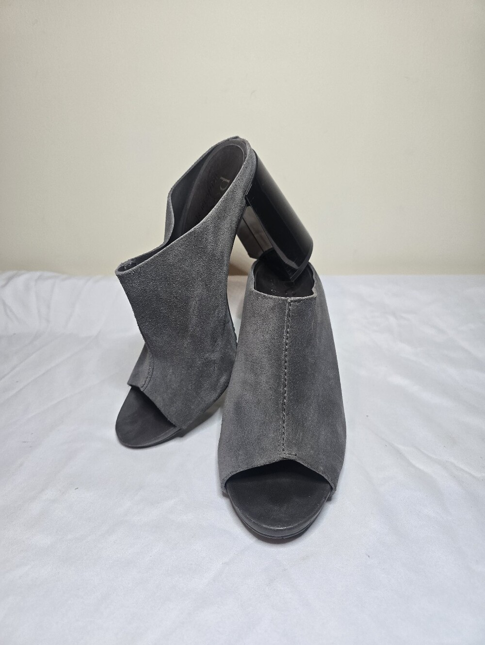 Pedro Garcia Gray Suede Open Toe Mule Heels Women's EU 38.5 US 8.5 Spain